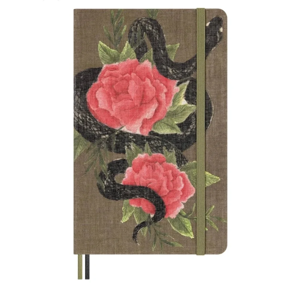 🆕 Reptile Snake Rose Design MOLESKIN Journal Notebook Hardcover Ruled Lines NWT